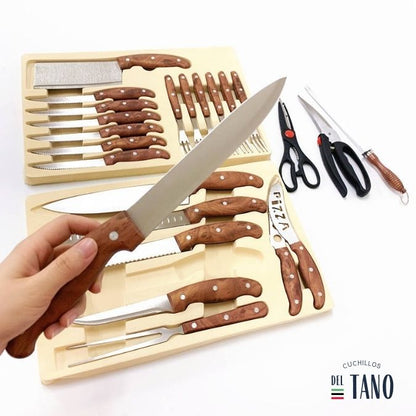 Set-Cuchillos acerados (25 PIEZAS) + Maletín 🎁