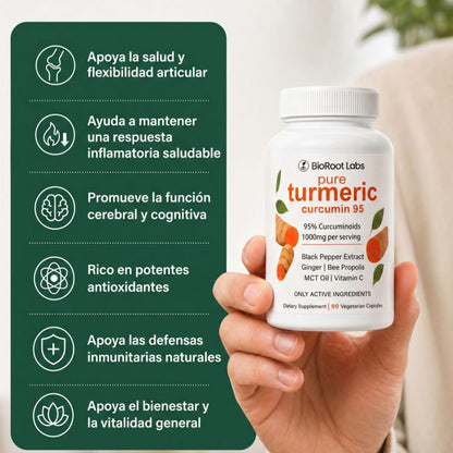 Alivia décadas de dolor articular en 2-4 semanas con 1000 mg de Turmeric®