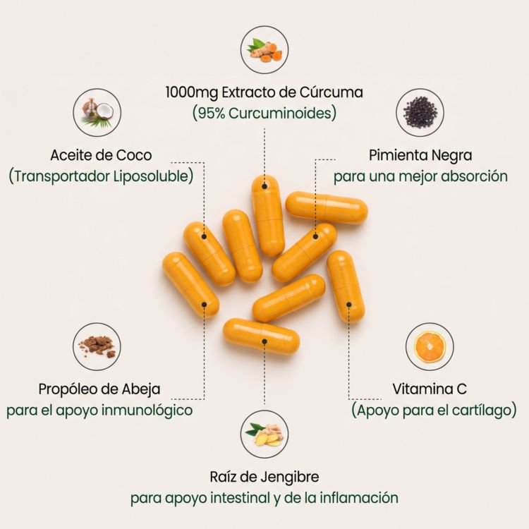 Alivia décadas de dolor articular en 2-4 semanas con 1000 mg de Turmeric®